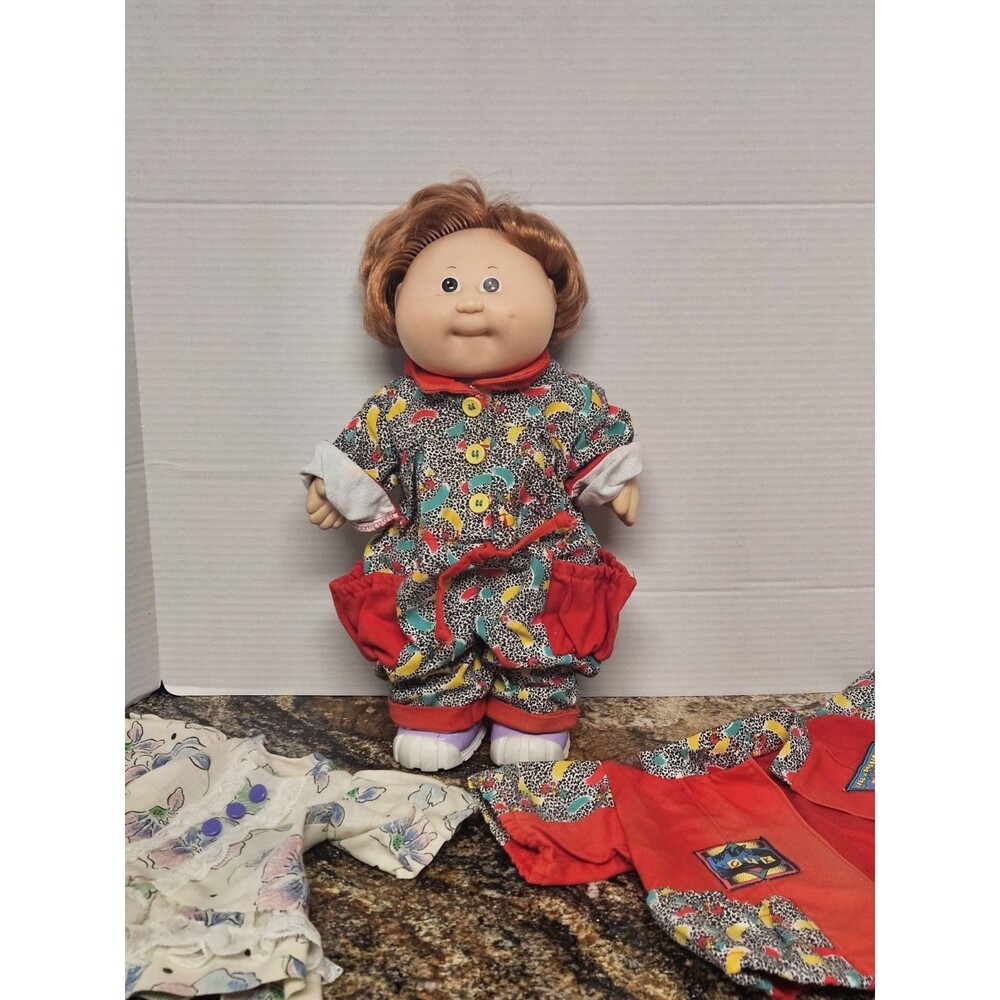 Vintage Cabbage Patch Kid Doll  Designer Line Clothing Red Hair Brown Eyes 1988